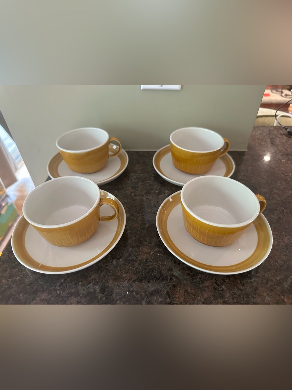 Franciscan Discovery Topaz Cups and Saucers - Set of Four